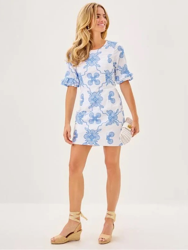 Lilly Pulitzer Fiesta Dress Ruffle Sleeve Shift Dress Palm Beach Chic Nwt Sz 4
